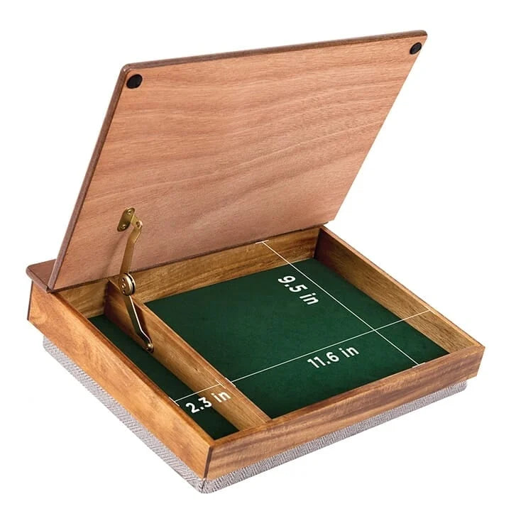 Pupitre de lecture vintage en bois avec rangement et coussin