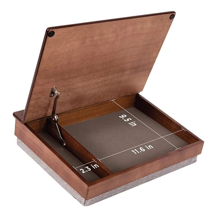 Pupitre de lecture vintage en bois avec rangement et coussin
