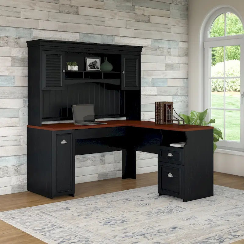 Bureau d'angle avec huche style campagnard merisier antique