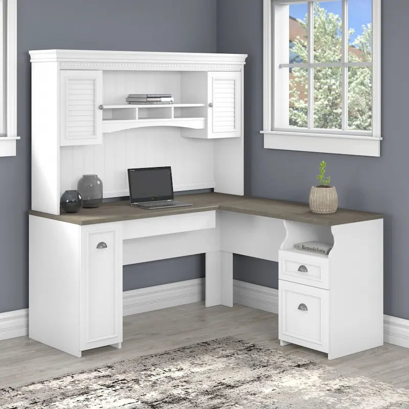 Bureau d'angle avec huche style campagnard merisier antique