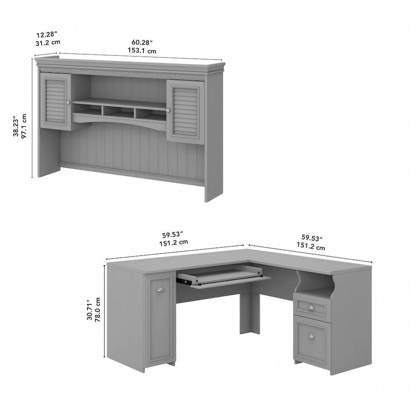 Bureau d'angle avec huche style campagnard merisier antique