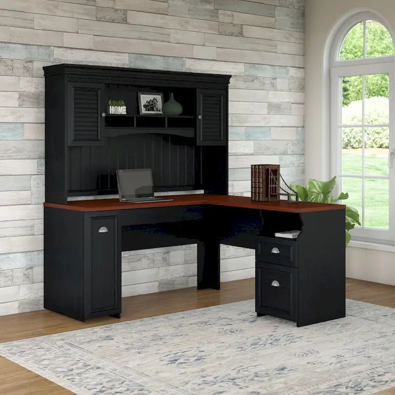 Bureau d'angle avec huche style campagnard merisier antique