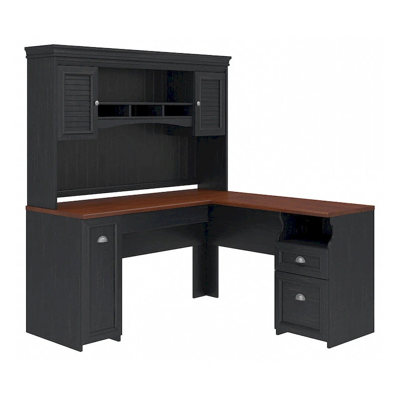 Bureau d'angle avec huche style campagnard merisier antique