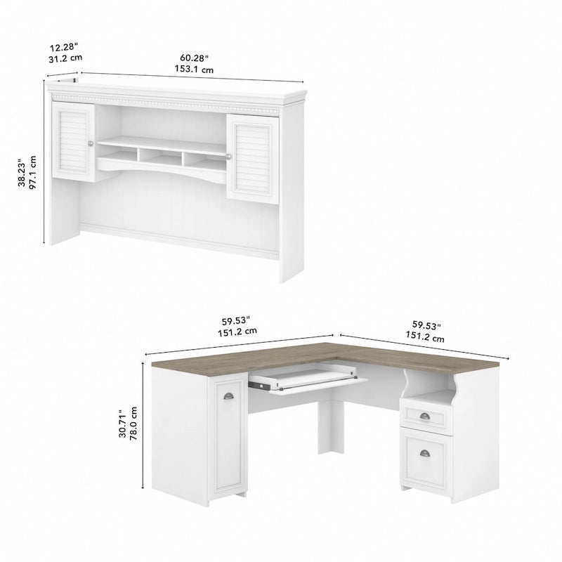 Bureau d'angle avec huche style campagnard merisier antique