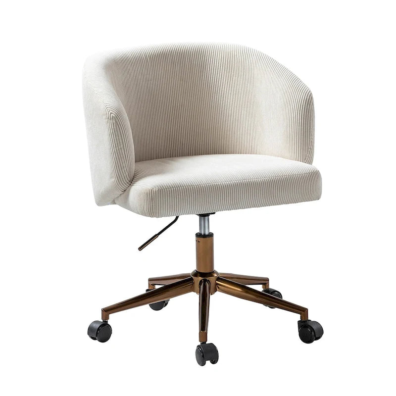 Fauteuil de bureau pivotant en velours côtelé Mid-Century Modern réglable en hauteur