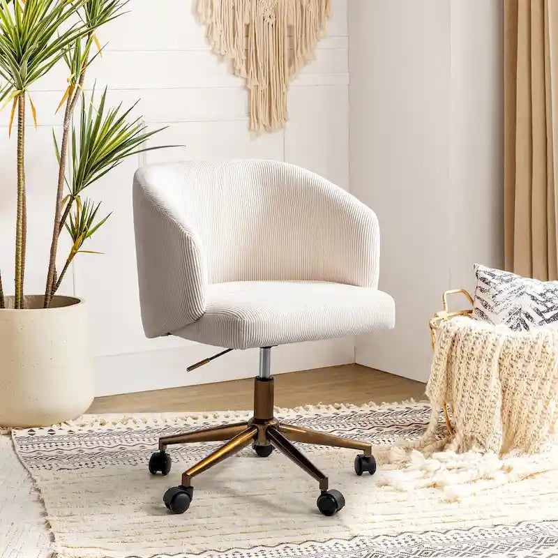 Fauteuil de bureau pivotant en velours côtelé Mid-Century Modern réglable en hauteur