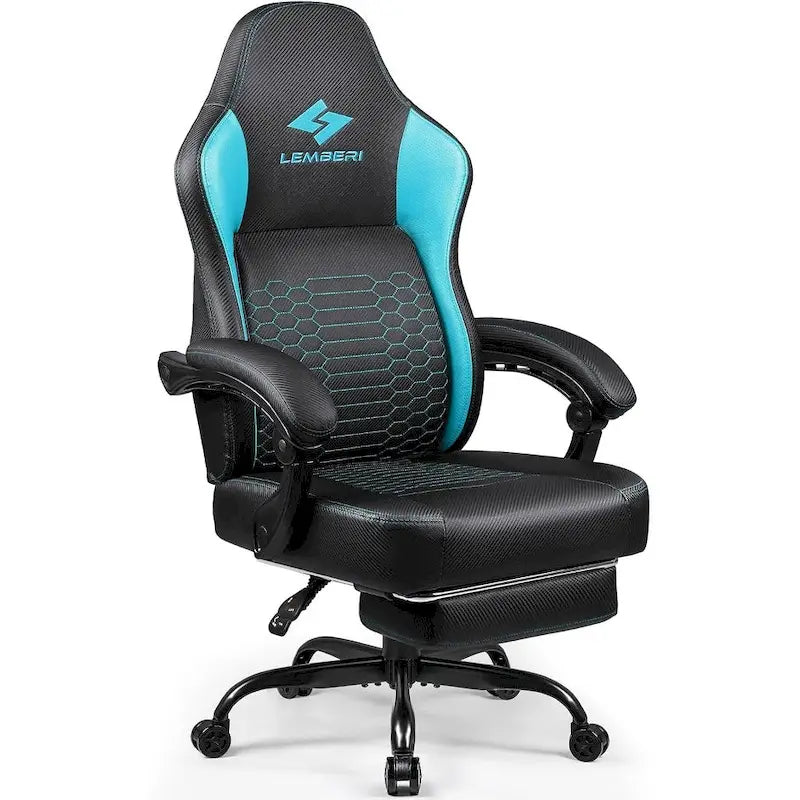 Chaise de jeu ergonomique avec repose-pieds, support lombaire haut, style course, multicolore