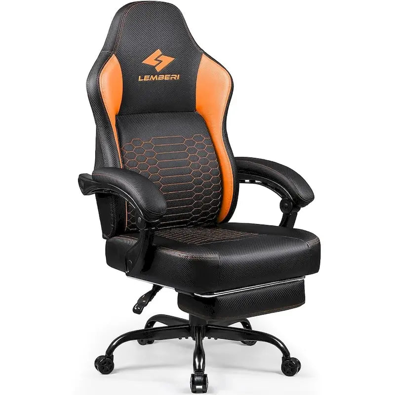 Chaise de jeu ergonomique avec repose-pieds, support lombaire haut, style course, multicolore
