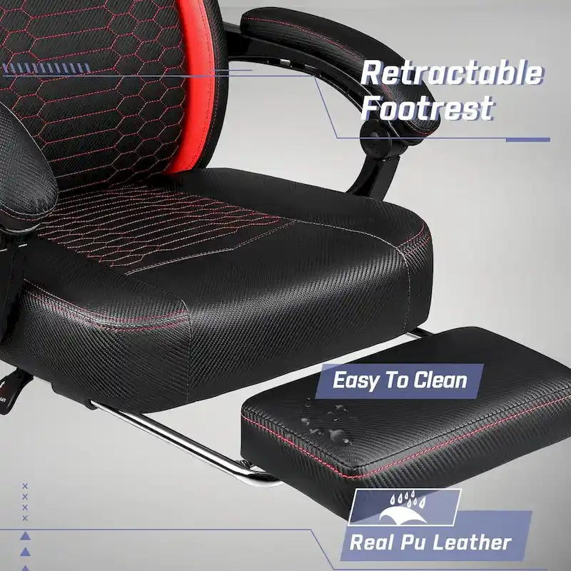 Chaise de jeu ergonomique avec repose-pieds, support lombaire haut, style course, multicolore