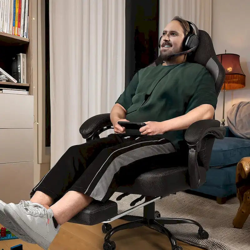 Chaise de jeu ergonomique avec repose-pieds, support lombaire haut, style course, multicolore