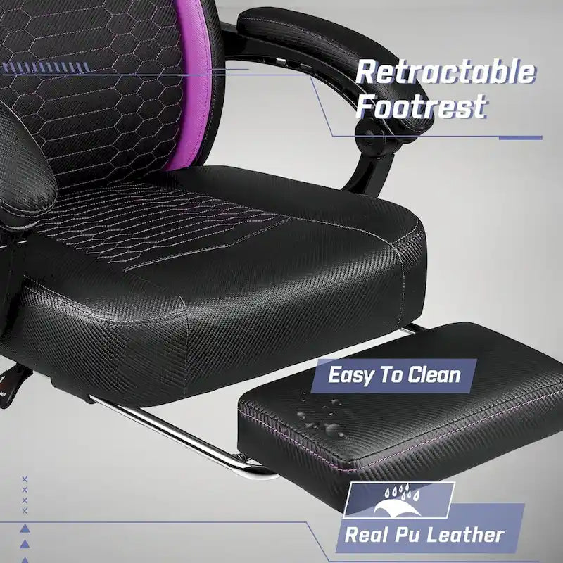Chaise de jeu ergonomique avec repose-pieds, support lombaire haut, style course, multicolore