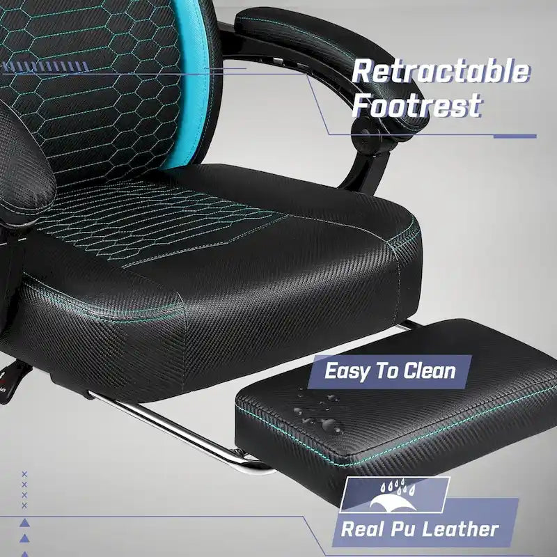 Chaise de jeu ergonomique avec repose-pieds, support lombaire haut, style course, multicolore