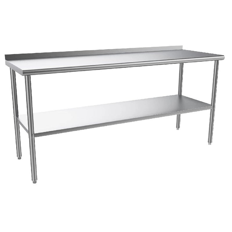 Table de travail de préparation de cuisine commerciale robuste en acier inoxydable avec étagère inférieure