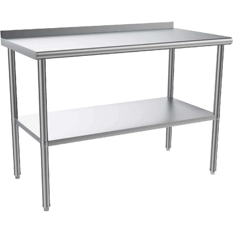 Table de travail de préparation de cuisine commerciale robuste en acier inoxydable avec étagère inférieure