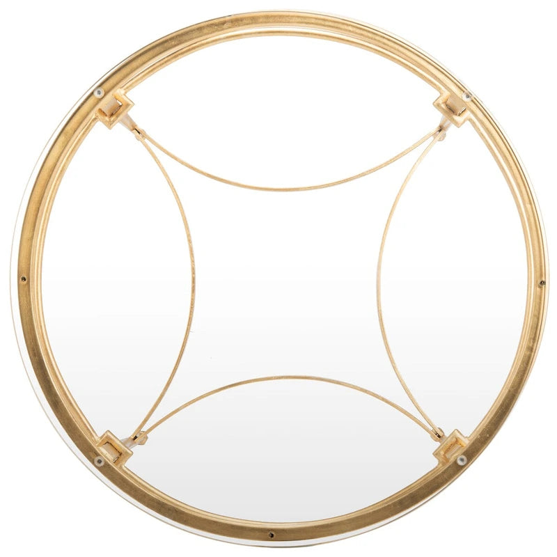 Table d'appoint ronde à plateau en verre et pieds fuselés, en or antique