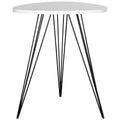 Table d'appoint ronde laquée blanche avec pieds épingles noirs