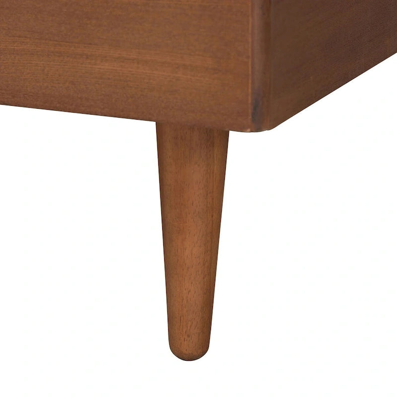 Lit plateforme gris en tissu noyer de style moderne du milieu du siècle avec tables de chevet flottantes intégrées