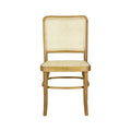 Chaise de salle à manger en bois massif et rotin style bohème naturel du milieu du siècle