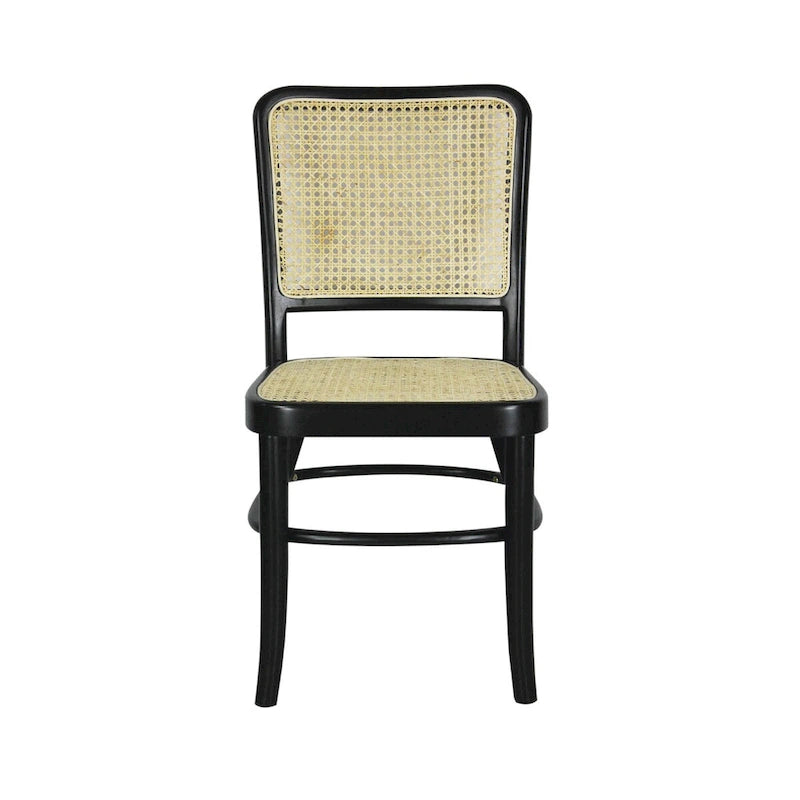 Chaise de salle à manger en bois massif et rotin style bohème naturel du milieu du siècle