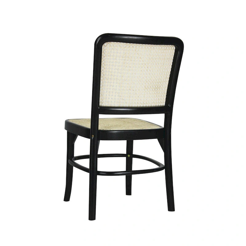Chaise de salle à manger en bois massif et rotin style bohème naturel du milieu du siècle