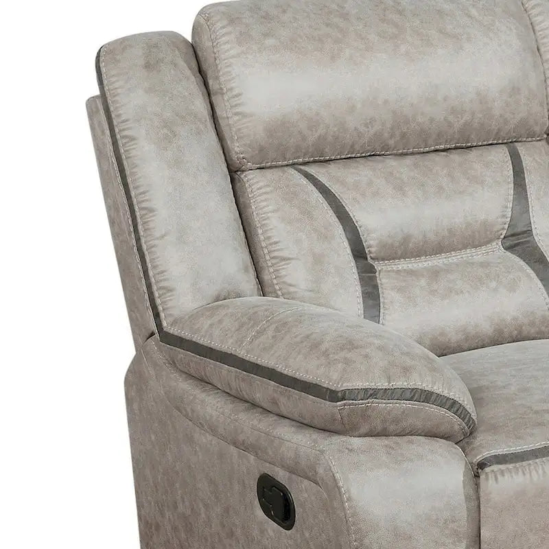Canapé inclinable manuel planeur 87 pouces, surpiqûres contrastantes gris taupe foncé, similicuir