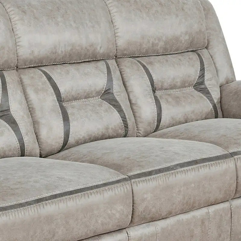 Canapé inclinable manuel planeur 87 pouces, surpiqûres contrastantes gris taupe foncé, similicuir