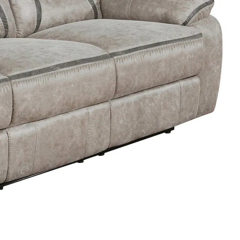 Canapé inclinable manuel planeur 87 pouces, surpiqûres contrastantes gris taupe foncé, similicuir
