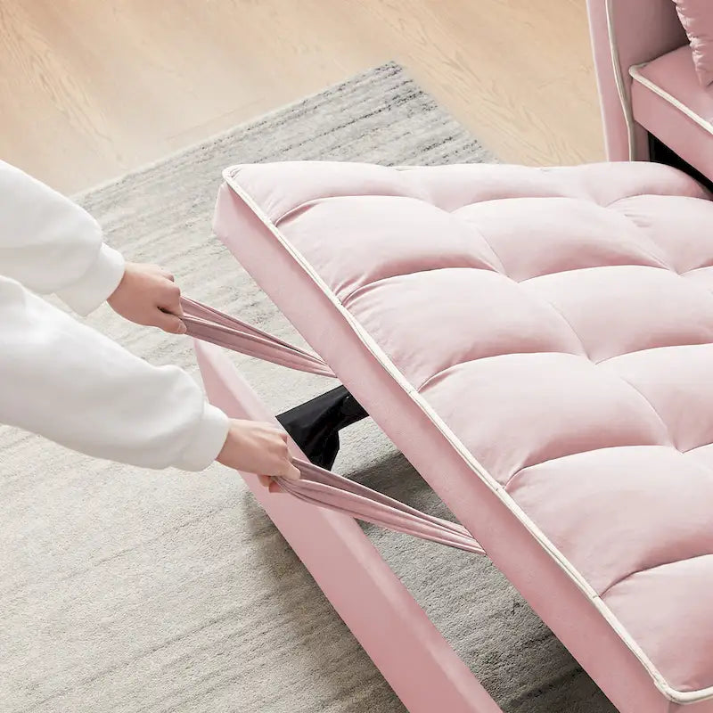 Canapé-lit futon convertible en velours avec chargement USB et support de téléphone