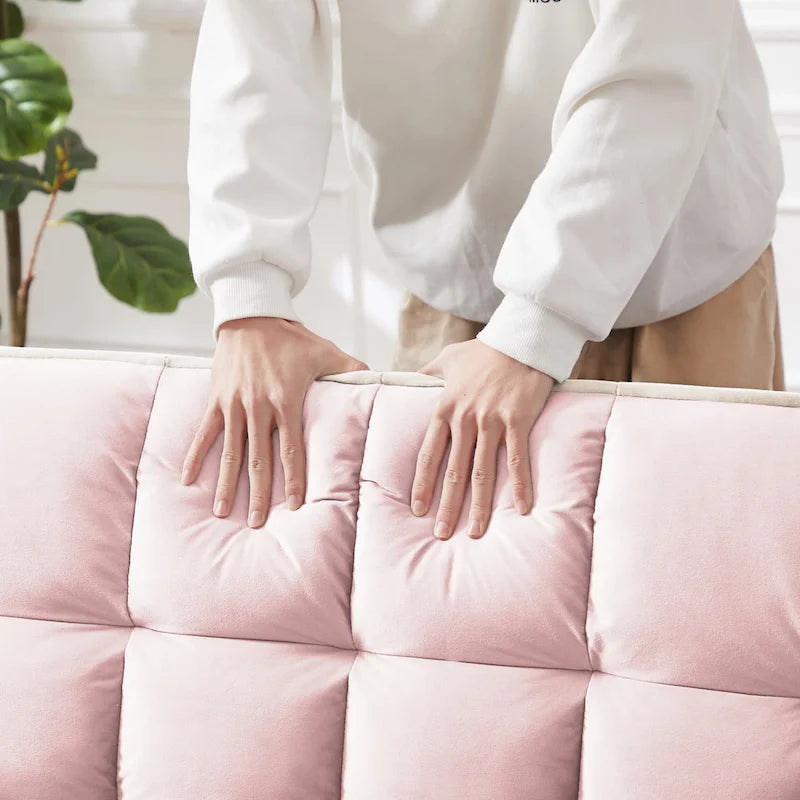 Canapé-lit futon convertible en velours avec chargement USB et support de téléphone
