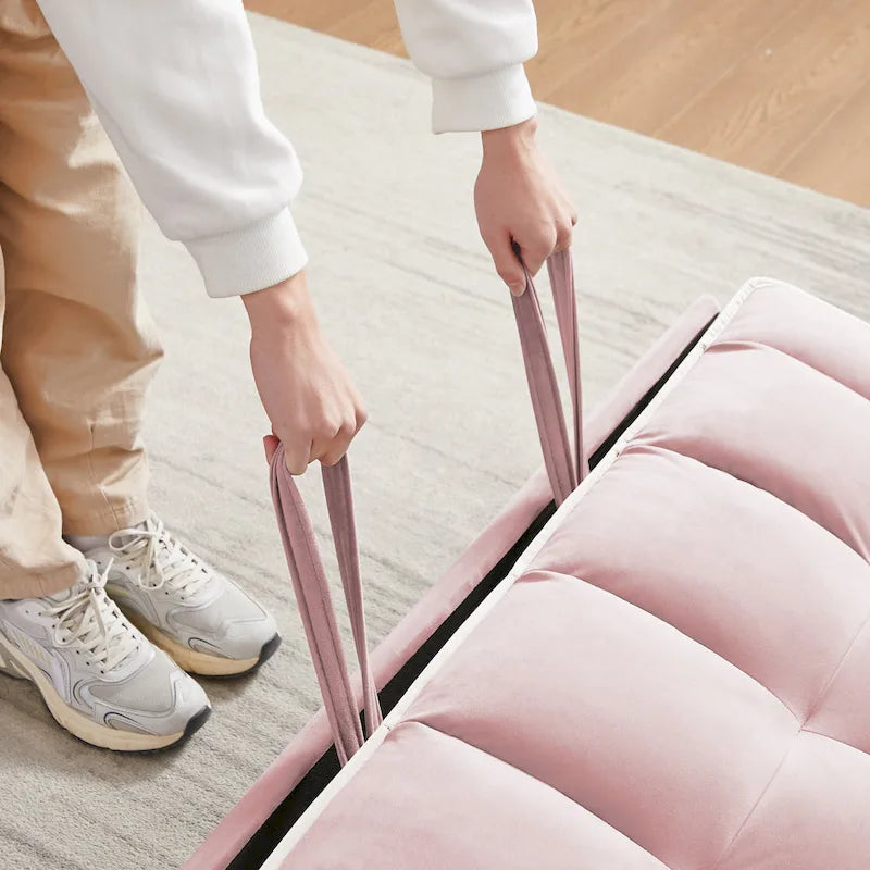 Canapé-lit futon convertible en velours avec chargement USB et support de téléphone