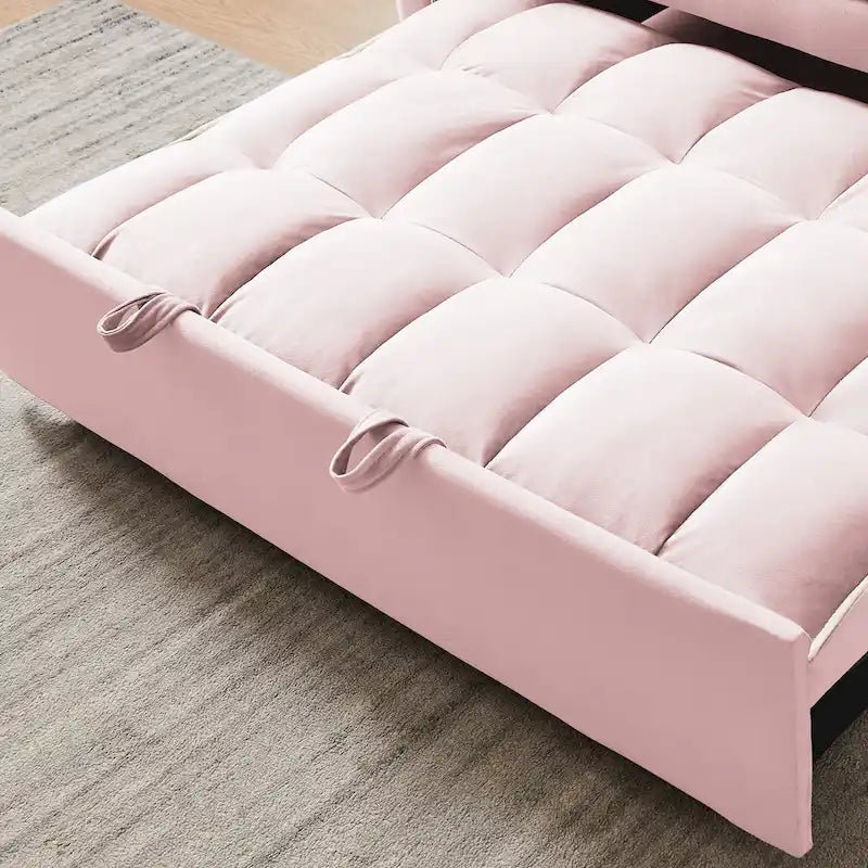 Canapé-lit futon convertible en velours avec chargement USB et support de téléphone