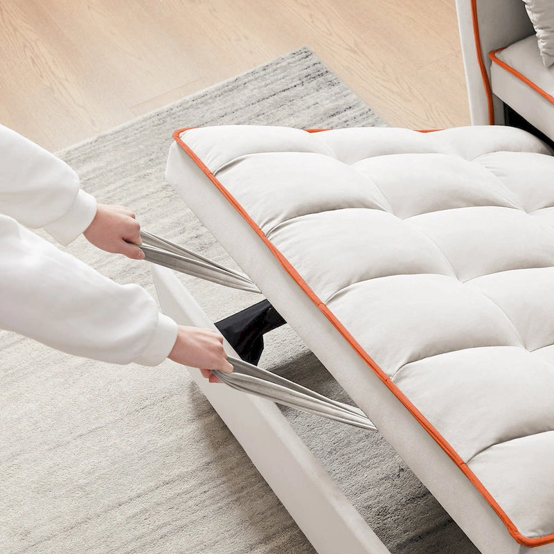 Canapé-lit futon convertible en velours avec chargement USB et support de téléphone