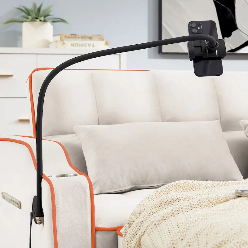 Canapé-lit futon convertible en velours avec chargement USB et support de téléphone