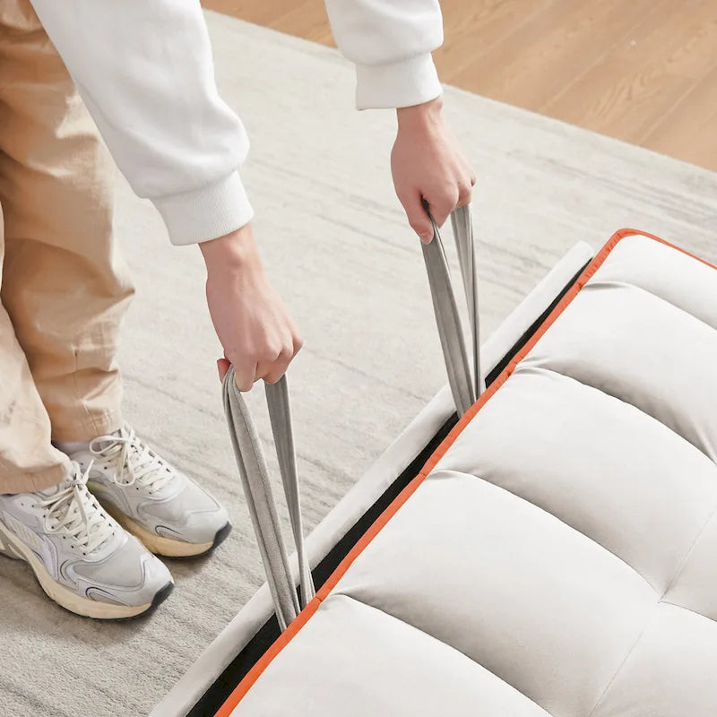 Canapé-lit futon convertible en velours avec chargement USB et support de téléphone