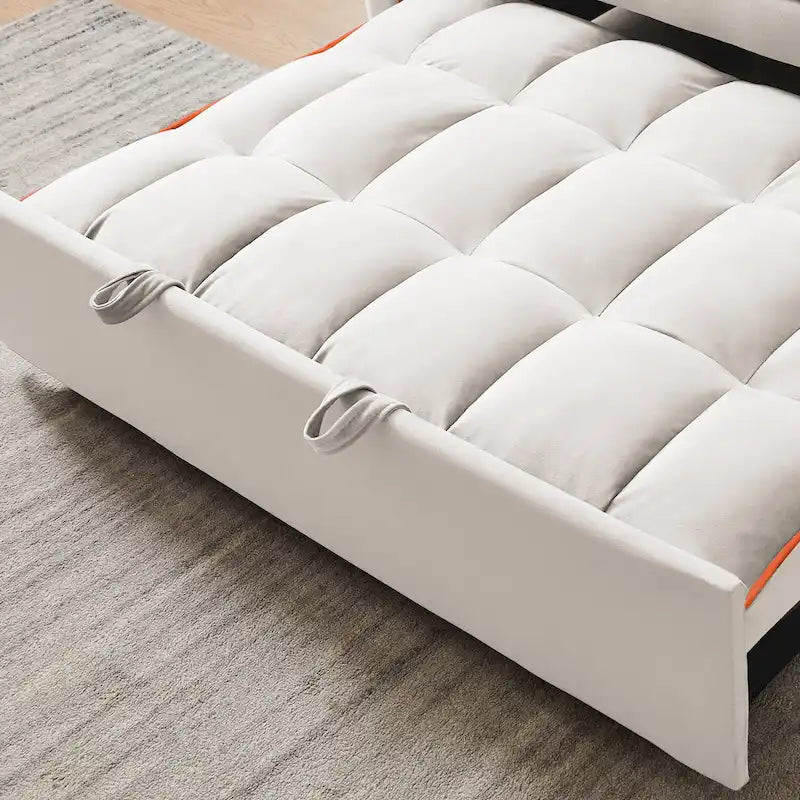 Canapé-lit futon convertible en velours avec chargement USB et support de téléphone
