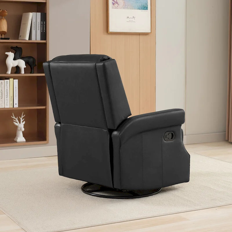 Fauteuil inclinable pivotant en cuir véritable avec accents cloutés 360 degrés Bordeaux Noir Chameau Bleu