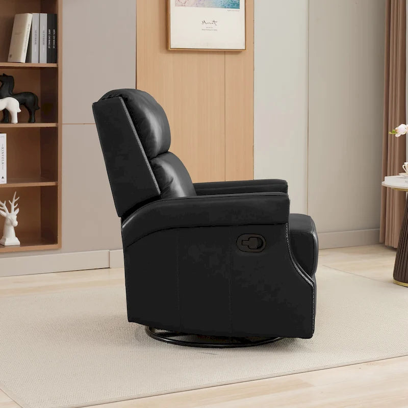 Fauteuil inclinable pivotant en cuir véritable avec accents cloutés 360 degrés Bordeaux Noir Chameau Bleu