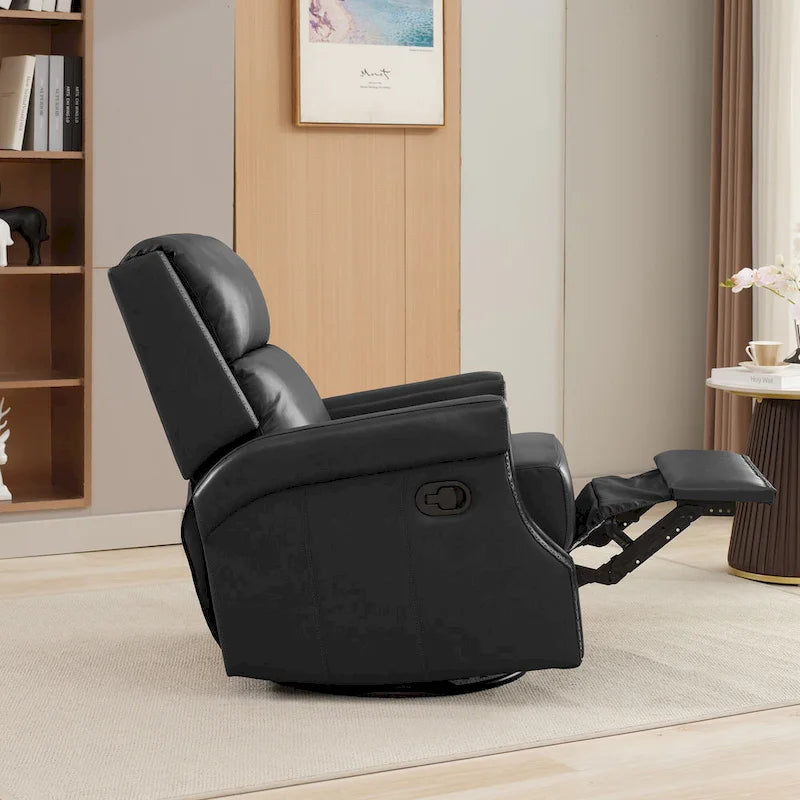Fauteuil inclinable pivotant en cuir véritable avec accents cloutés 360 degrés Bordeaux Noir Chameau Bleu