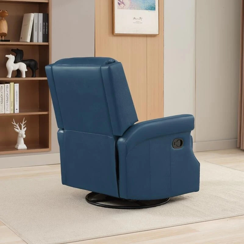 Fauteuil inclinable pivotant en cuir véritable avec accents cloutés 360 degrés Bordeaux Noir Chameau Bleu