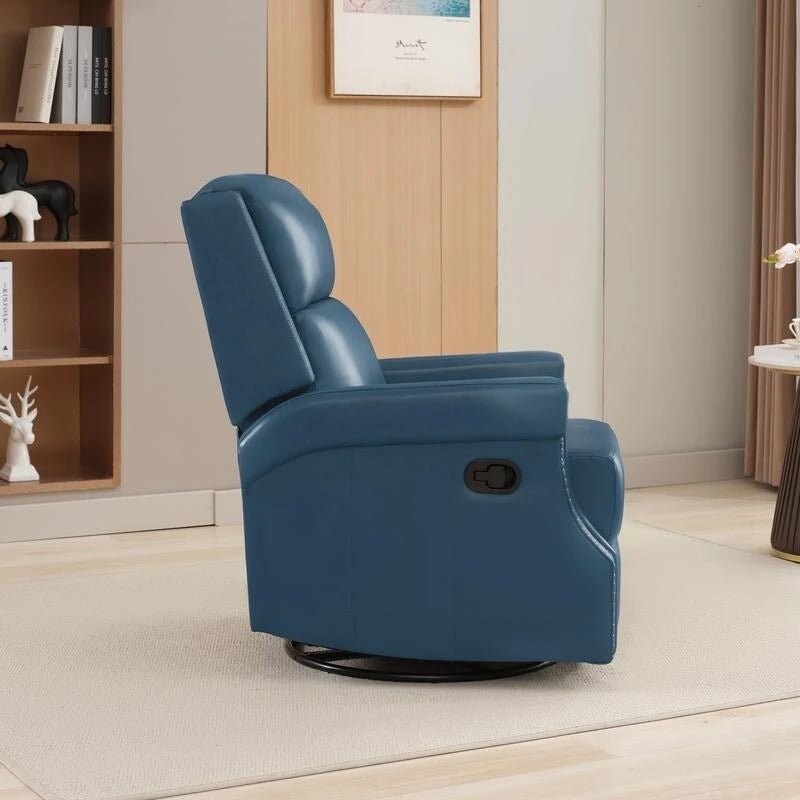 Fauteuil inclinable pivotant en cuir véritable avec accents cloutés 360 degrés Bordeaux Noir Chameau Bleu