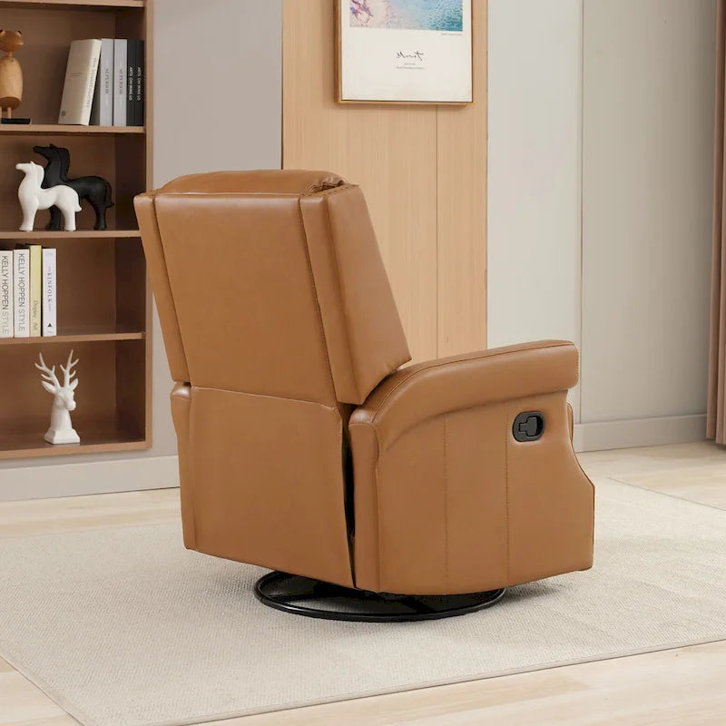 Fauteuil inclinable pivotant en cuir véritable avec accents cloutés 360 degrés Bordeaux Noir Chameau Bleu