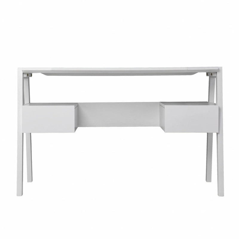 Bureau d'écriture blanc moderne du milieu du siècle avec tiroirs de rangement à fermeture douce