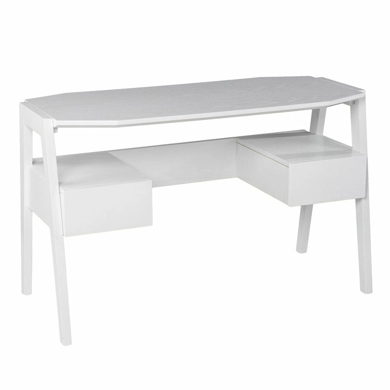 Bureau d'écriture blanc moderne du milieu du siècle avec tiroirs de rangement à fermeture douce