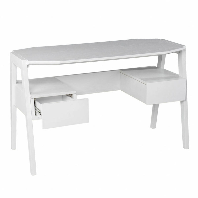 Bureau d'écriture blanc moderne du milieu du siècle avec tiroirs de rangement à fermeture douce