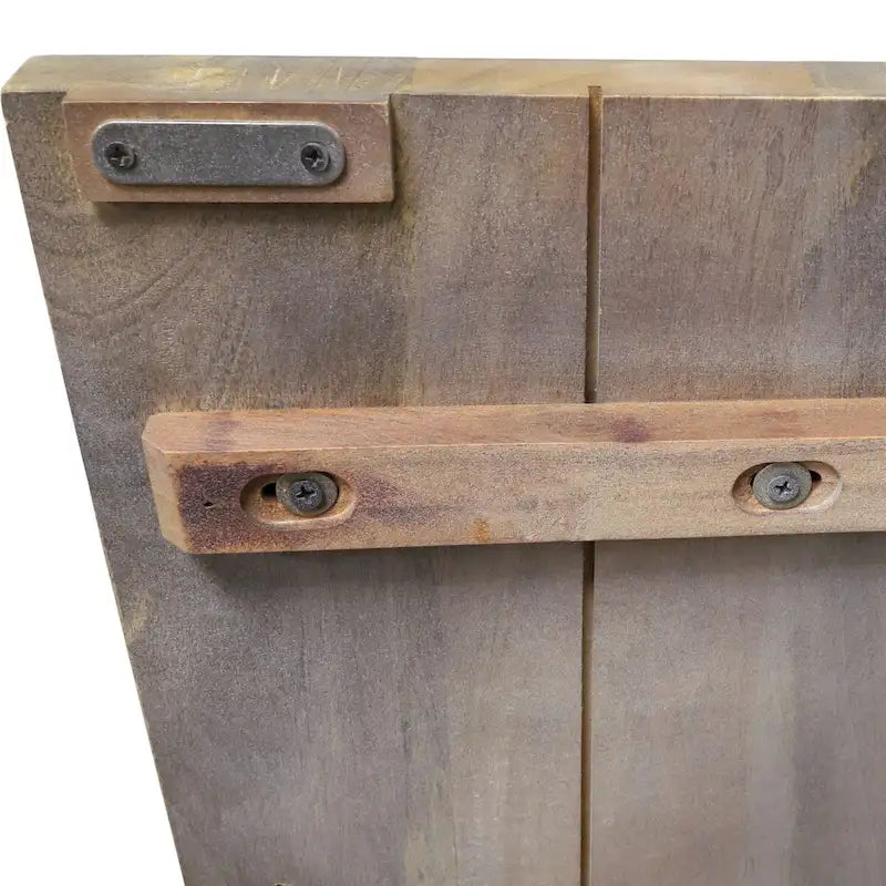 Meuble d'appoint de rangement en bois de manguier gris cendré à double porte avec poignées dorées