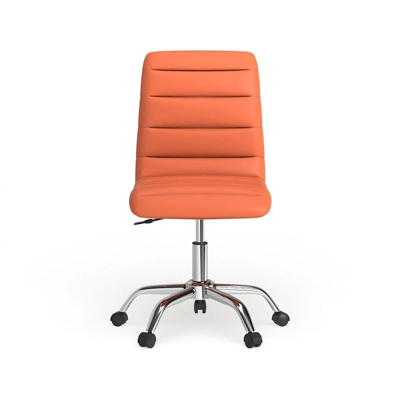 Chaise de bureau sans accoudoirs à dossier mi-haut, revêtement en vinyle, hauteur réglable et roulettes