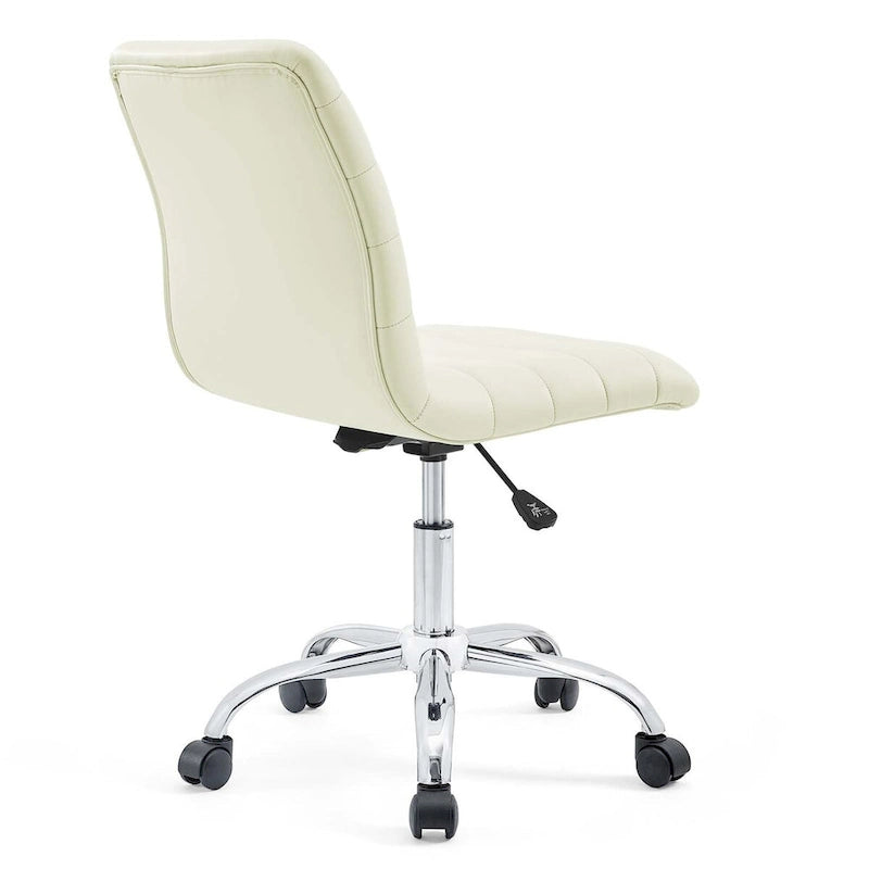 Chaise de bureau sans accoudoirs à dossier mi-haut, revêtement en vinyle, hauteur réglable et roulettes