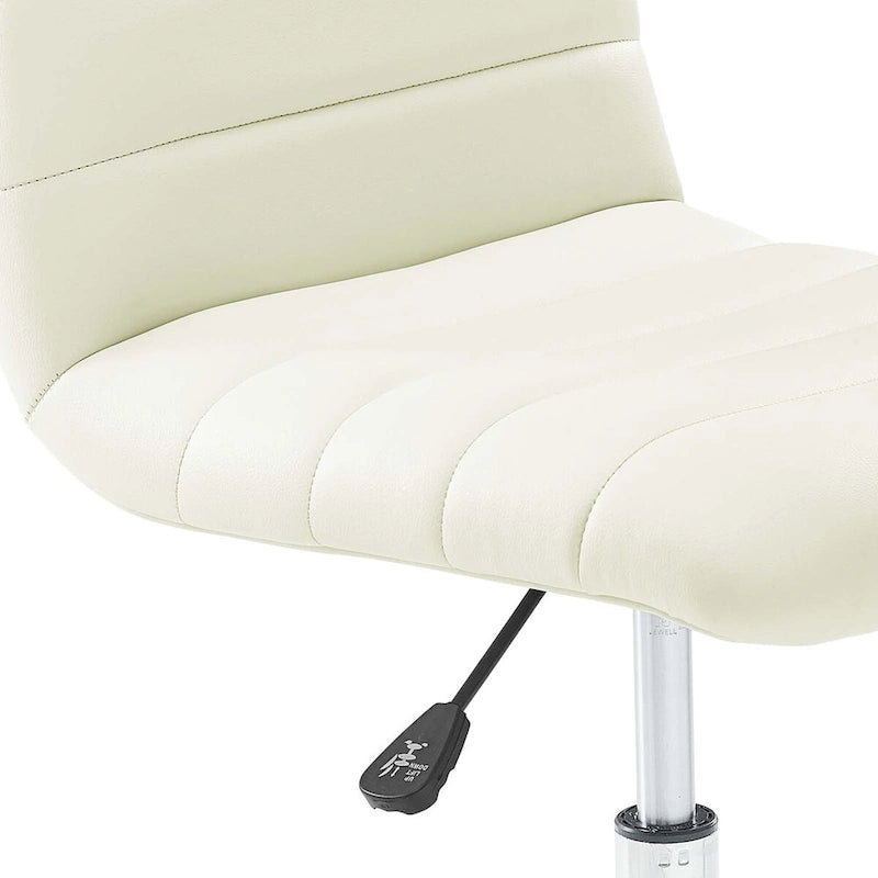 Chaise de bureau sans accoudoirs à dossier mi-haut, revêtement en vinyle, hauteur réglable et roulettes