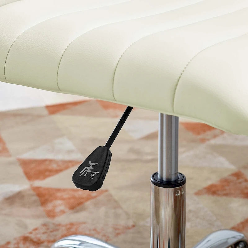 Chaise de bureau sans accoudoirs à dossier mi-haut, revêtement en vinyle, hauteur réglable et roulettes