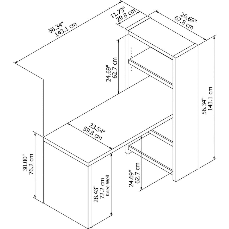 Table de bricolage 56W avec étagères réglables et surface laminée